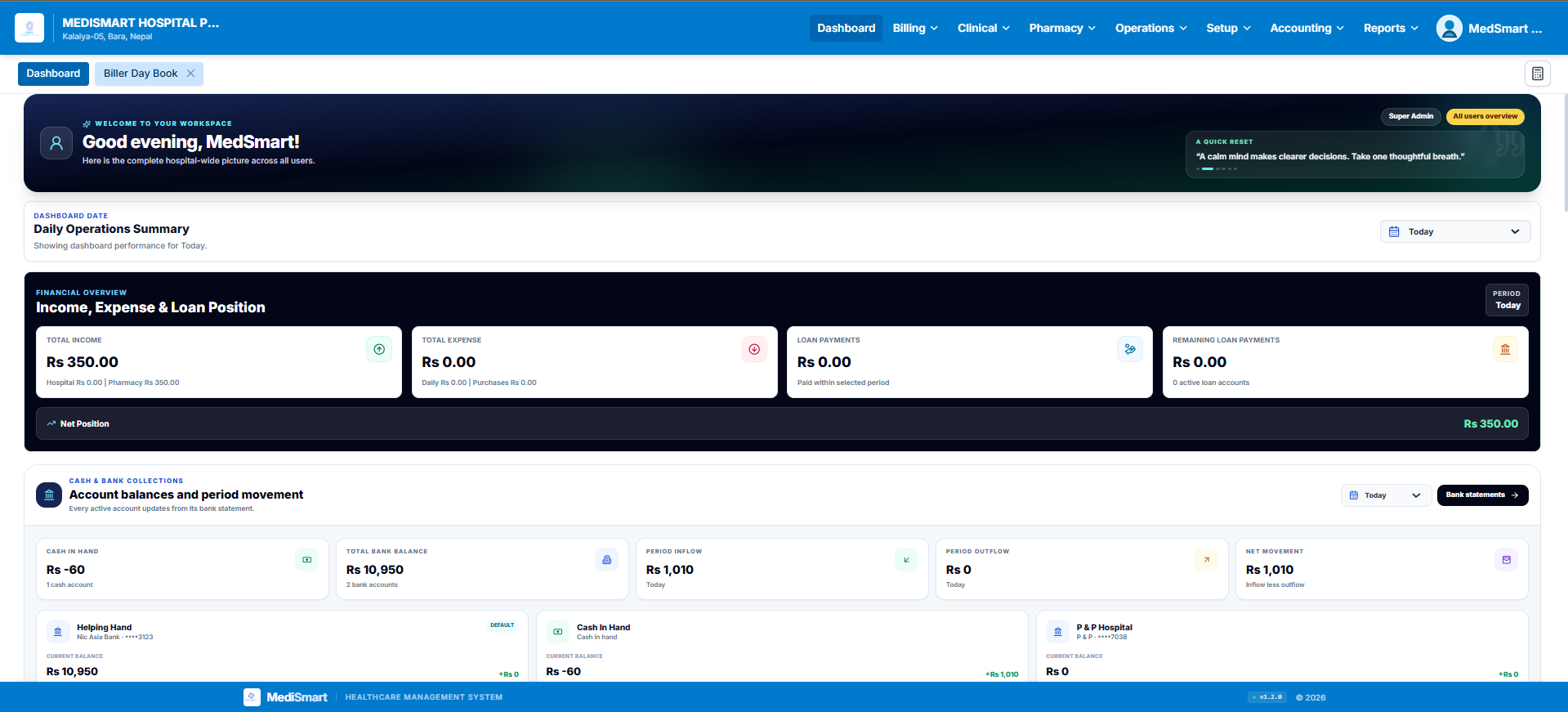 MediSmart hospital dashboard